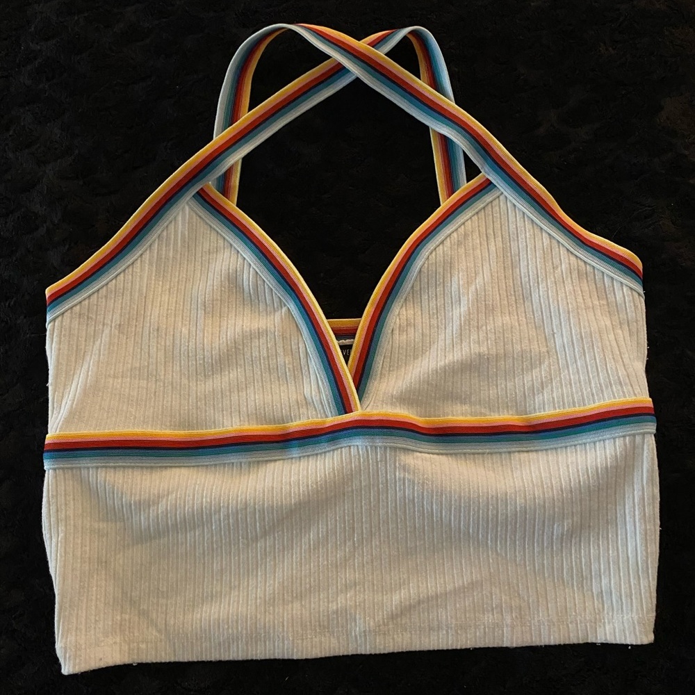Forever 21 rainbow ‘pride’ crop tank top, size Large